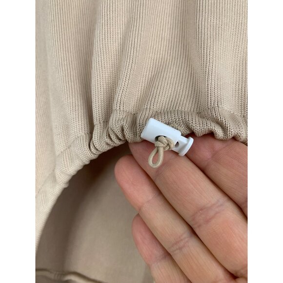 Zara Beige Long-Sleeve Cutout Jumpsuit Size S Crop Pouf Sleeves Tan RX10363 - Picture 13 of 14